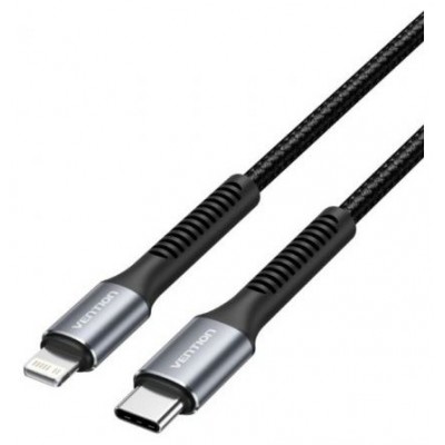CABLE USB-C A LIGHTNING TRENZADO 1 M NEGRO VENTION (Espera 4 dias) en Huesoi
