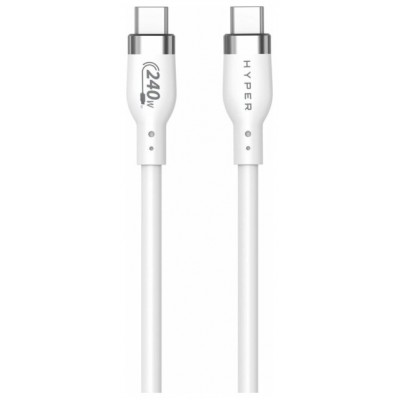 HYPER 2M SILICONE 240W USB-C CHARGING CABLE - WHITE en Huesoi