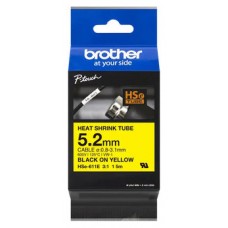 BROTHER Cinta tubo termorretractil. Texto negro sobre fondo amarillo. PTE300, PTE550W, PTP750W, PTP9 en Huesoi