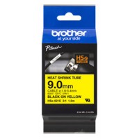 BROTHER Cinta tubo termorretractil. Texto negro sobre fondo amarillo. PTE300, PTE550W, PTP750W, PTP9 en Huesoi