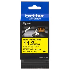 BROTHER Cinta tubo termorretractil. Texto negro sobre fondo amarillo. PTE300, PTE550W, PTP750W, PTP9 en Huesoi