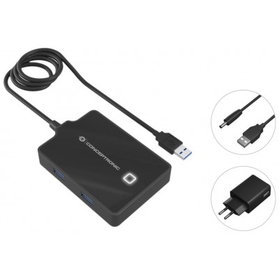 HUB USB3.0 CONCEPTRONIC HUBBIES11B 4 PUERTOS Y CABLE en Huesoi