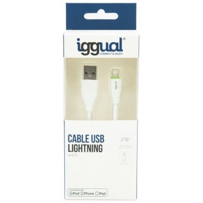 iggual cable USB-A/Lightning 100 cm blanco en Huesoi