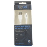 iggual Cable USB-A/USB-C 100 cm blanco Q3.0 3A en Huesoi