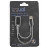 iggual Cable USB OTG 3.0 USB-A/USB-C 20 cm negro en Huesoi