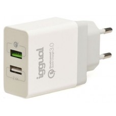 iggual Cargador 2xUSB carga rápida QC3.0 30W en Huesoi