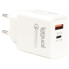 iggual Cargador doble USB QC3.0 + tipo C PD 20W en Huesoi