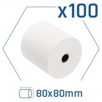 Pack 100 rollos papel t&eacute;rmico sin BPA 80x80mm en Huesoi