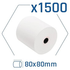 Pack 1500 rollos papel t&eacute;rmico sin BPA 80x80mm en Huesoi