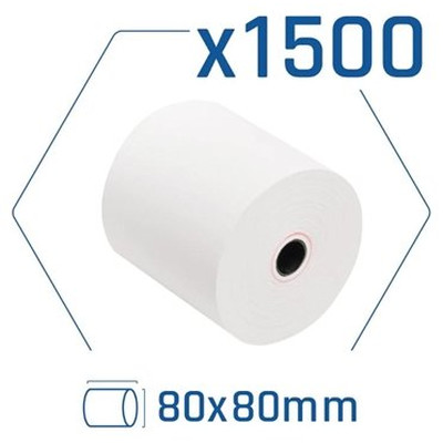 Pack 1500 rollos papel t&eacute;rmico sin BPA 80x80mm en Huesoi