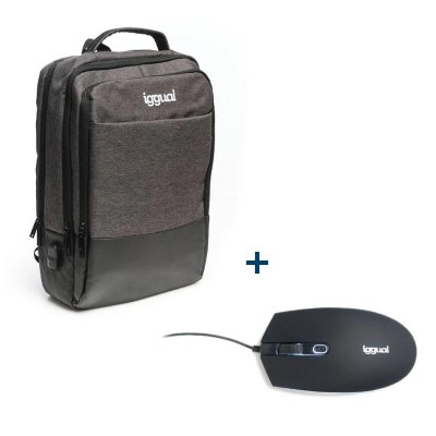 iggual Pack mochila Elegant Efficiency + ratón LED en Huesoi