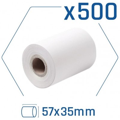 Pack 500 rollos papel térmico datáfono 57x35 mm en Huesoi