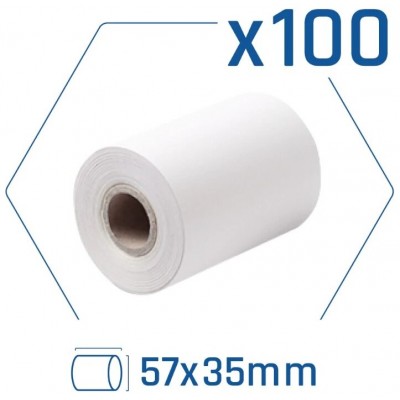 Pack 100 rollos papel térmico datáfono 57x35 mm en Huesoi