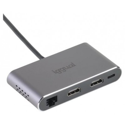 iggual Hub C 8 en 1 2xHDMI 2xUSB 2xSD RJ45 PD100W en Huesoi