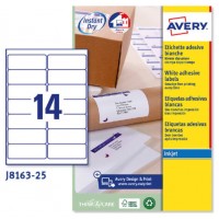 PAQUETE 25 HOJAS ETIQUETAS BLANCAS QUICK DRY-IMPRESORAS DE INYECCIÓN DE TINTA-99,1X38,1 MM AVERY J8163-25 (Espera 4 dias) en Huesoi