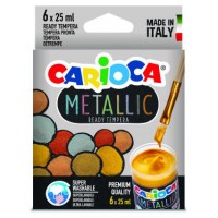 CAJA TÉMPERA METALLIC 6 BOTES 25 ML COLORES METÁLICOS CARIOCA KO026 (Espera 4 dias) en Huesoi