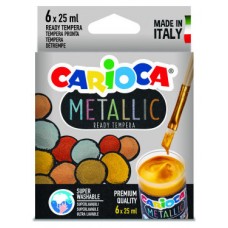 CAJA TÉMPERA METALLIC 6 BOTES 25 ML COLORES METÁLICOS CARIOCA KO026 (Espera 4 dias) en Huesoi