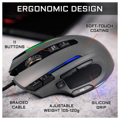 G-LAB ILLUMINATED RGB GAMING MOUSE - 12000 DPI - SOFTWARE - GREY (KULT-NITROGEN-CORE) (Espera 4 dias) en Huesoi