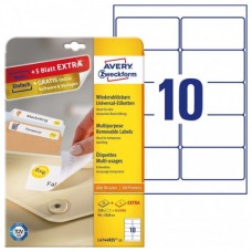PAQUETE 25 HOJAS ETIQUETAS DESPEGABLES ECOLÓGICAS, CERTIFICADAS FSC-IMPRESORAS LÁSER-96X 50,8 MM AVERY L4744REV-25 (Espera 4 dias) en Huesoi