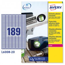 Avery Etiquetas plateadas de poliéster 25.4 x 10 mm (Espera 4 dias) en Huesoi