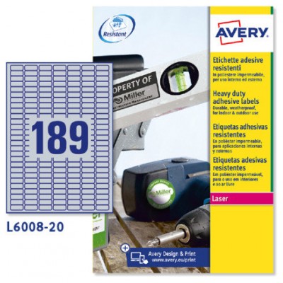 Avery Etiquetas plateadas de poliéster 25.4 x 10 mm (Espera 4 dias) en Huesoi