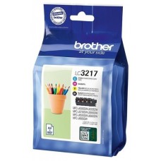 BROTHER Pack de 4 cartuchos de tinta negro, cian, magenta y amarillo LC3217VAL para MFCJ5330, MFCJ65 en Huesoi