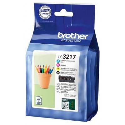 BROTHER Pack de 4 cartuchos de tinta negro, cian, magenta y amarillo LC3217VAL para MFCJ5330, MFCJ65 en Huesoi