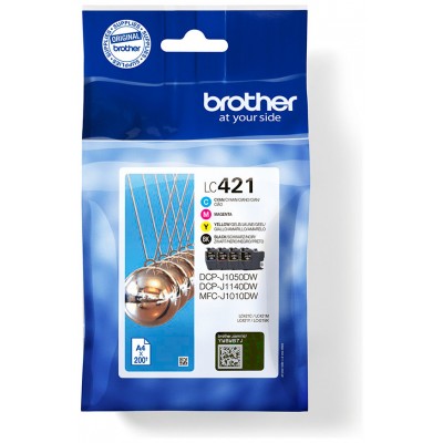 BROTHER Pack de 4 cartuchos de tinta negro, cian, magenta y amarillo LC421VAL para DCP-J1050DW / DCP en Huesoi