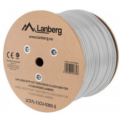 BOBINA CABLE RED LANBERG SFTP RJ45 CAT.7 SOLIDO CU AWG23 LSZH CPR 305M GRIS FLU en Huesoi