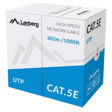 BOBINA CABLE RED LANBERG UTP RJ45 CAT.5E SOLIDO CU AWG24 CPR 305M GRIS FLUKE en Huesoi