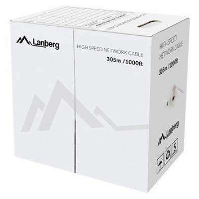 BOBINA CABLE RED LANBERG UTP RJ45 CAT.5E SOLIDO CU AWG24 305M GRIS FLUKE TEST en Huesoi