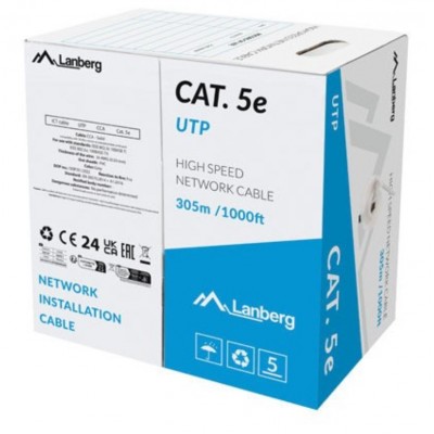 BOBINA CABLE RED LANBERG CAT.5E UTP RJ45 SOLIDO CCA 305M FLUKE PASSED en Huesoi