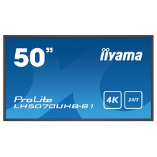 iiyama LH5070UHB-B1 pantalla de señalización Pantalla plana para señalización digital 125,7 cm (49.5") VA 700 cd / m² 4K Ultra HD Negro Procesador incorporado Android 9.0 24/7 (Espera 4 dias) en Huesoi