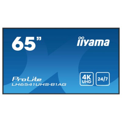 MONITOR IIYAMA65" 3840X2160, 4K UHD IPS PANEL, 1% HAZE, LANDSCAPE Y PORTRAIT , SPEAKERS 2X 10W , 3X HDMI, 500CD/M², MEDIA PLAY USB PORT, CONTROL LAN / RS232C, VESA 500X500 -WALLMOUNT INCLUDED (LH6541UHS-B1AG) (Espera 4 dias) en Huesoi