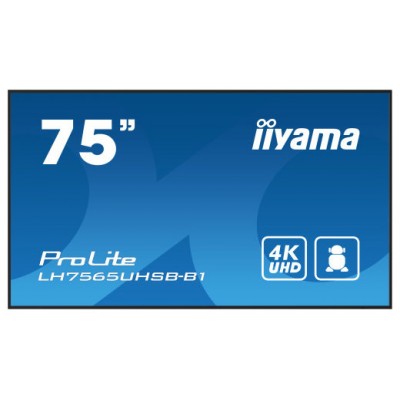 iiyama LH7565UHSB-B1 pantalla de señalización Diseño de quiosco 189,2 cm (74.5") LED Wifi 800 cd / m² 4K Ultra HD Negro Procesador incorporado Android 11 24/7 (Espera 4 dias) en Huesoi