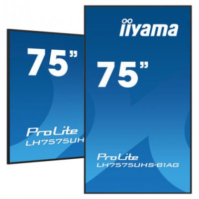 MONITOR IIYAMA 75" (LH7575UHS-B1AG) 3840X2160 / 4K UHD / 24/7 / 500 CD/M / 8MS / DP / 3XHDMI / MICRO SD SLOT /  E-SHARE /IISIGNAGE 2  / RJ45 / SDM SLOT PC / ANDROID 11.0 (Espera 4 dias) en Huesoi
