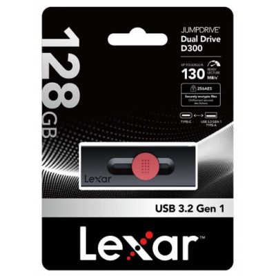 LEXAR 128GB DUAL TYPE-C AND TYPE-A USB 3.2 FLASH DRIVE, UP TO 130MB/S READ (Espera 4 dias) en Huesoi