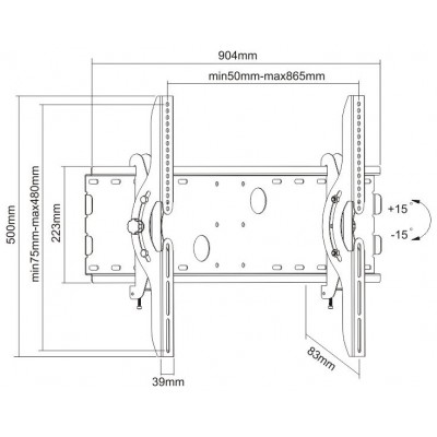 SOPORTE MONITOR/TV 37-70 INCLI 75KG 83mm NEGRO TOOQ en Huesoi