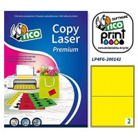 CAJA 70 HOJAS ETIQUETAS AMARILLO FLUORESCENTE CON ESQUINAS REDONDAS-LÁSER/INYECCIÓN DE TINTA/FOTOCOPIADORAS-200X142 MM TICO LP4FG-200142 (Espera 4 dias) en Huesoi