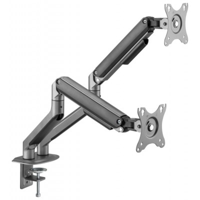 BRAZO DE MONITOR GEMBIRD PARA 2 PANTALLAS DE ESCRITORIO GRIS ESPACIAL en Huesoi