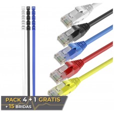 Pack 4 Cables + 1 GRATIS Ethernet CAT6 RJ45 24AWG 0.5m + 15 Bridas Max Connection (Espera 2 dias) en Huesoi