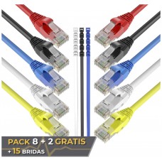 Pack 8 Cables + 2 GRATIS Ethernet CAT6 RJ45 24AWG 0.5m + 15 Bridas Max Connection (Espera 2 dias) en Huesoi