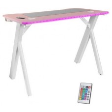 MESA MARS GAMING MGD RGB BLANCA CON TABLERO ROSA en Huesoi