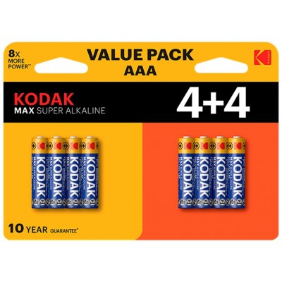 PILAS AAA KODAK MAX ALCALINA LR3 PACK 8 (4+4) UNIDADES en Huesoi