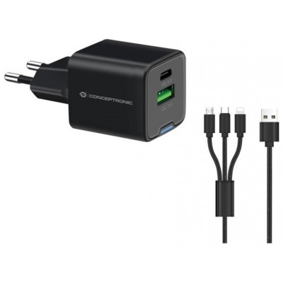 CARGADOR DE PARED CONCEPTRONIC USB-C x1 USB-Ax1 en Huesoi