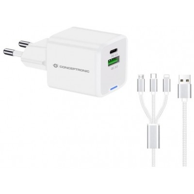 CARGADOR DE PARED CONCEPTRONIC USB-C x1 USB-Ax1 en Huesoi