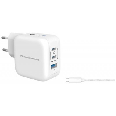 CARGADOR DE PARED CONCEPTRONIC USB-C x2 USB-Ax1 en Huesoi