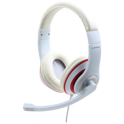 AURICULARES ESTEREO GEMBIRD  COLOR BLANCO CON ARO ROJO en Huesoi