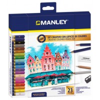 SET CREATIVO LAPICES DE COLORES 23 UDS MANLEY MLA00023 (Espera 4 dias) en Huesoi