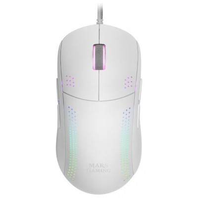 MOUSE MARS GAMING RGB MMPRO WHITE AMBIDIESTRO 32K DPI en Huesoi